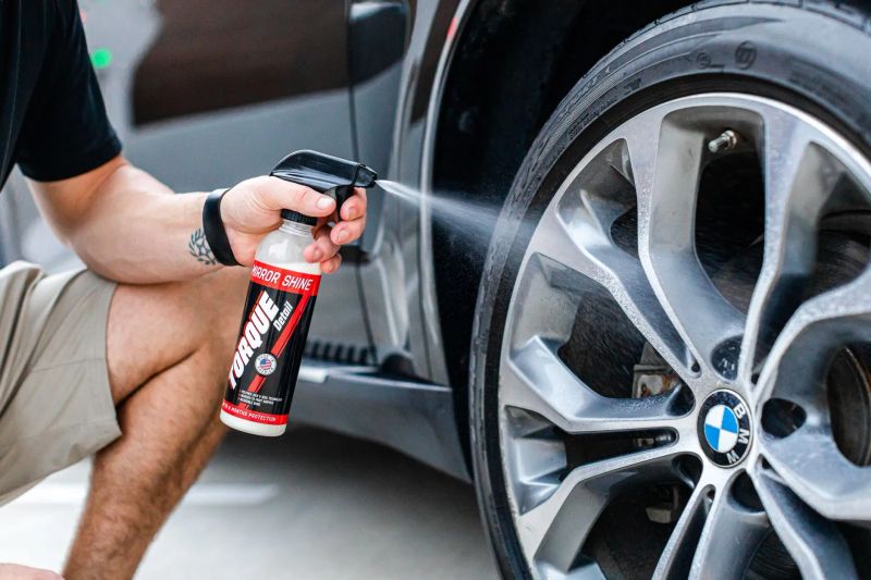 Ceramic coated alloy wheel prepared for easier cleaning in Gilbert, Arizona